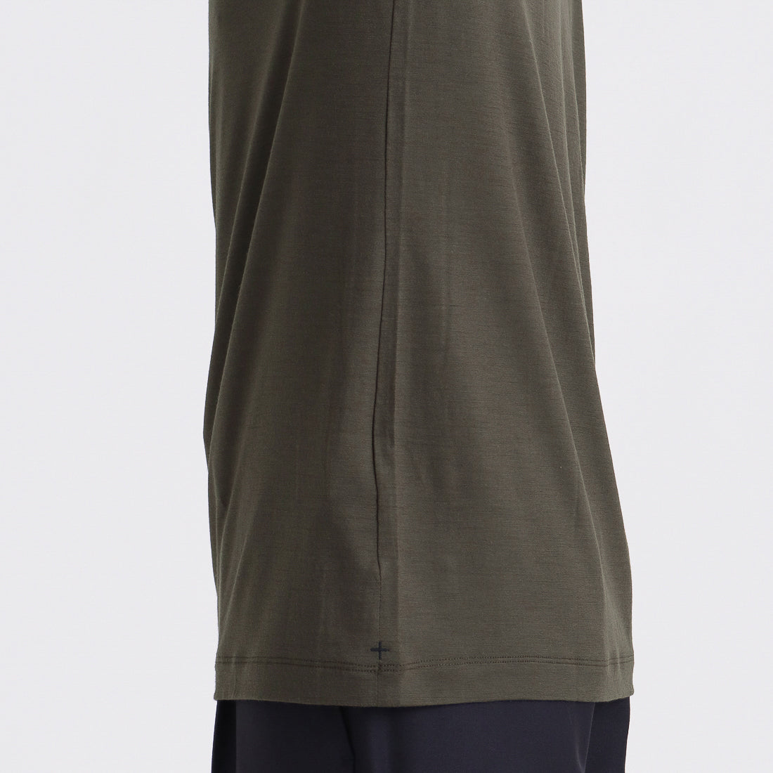 Wool Tailored Mock Neck Long Sleeve T-shirt Color: Khaki