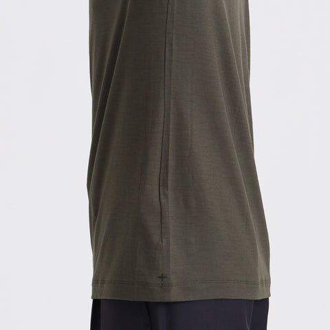 Wool Tailored Mock Neck Long Sleeve T-shirt Color: Khaki