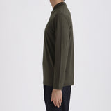 Wool Tailored Mock Neck Long Sleeve T-shirt Color: Khaki