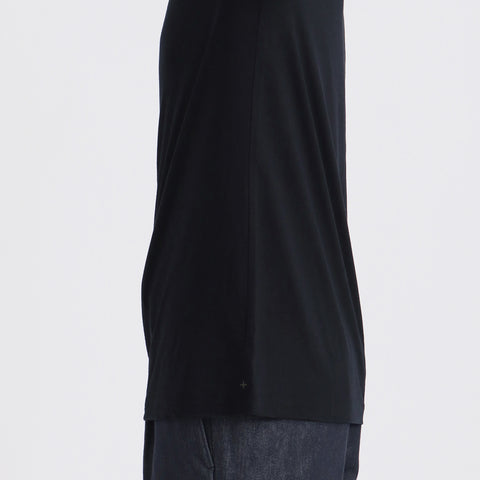 Wool Tailored Mock Neck Long Sleeve T-shirt Color: Navy