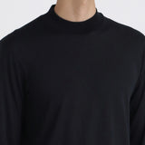 Wool Tailored Mock Neck Long Sleeve T-shirt Color: Navy