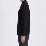 Wool Tailored Mock Neck Long Sleeve T-shirt Color: Navy