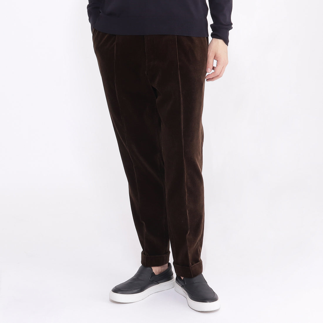 SUVIN PLATINUM Corduroy Easy Trousers Color: Brown