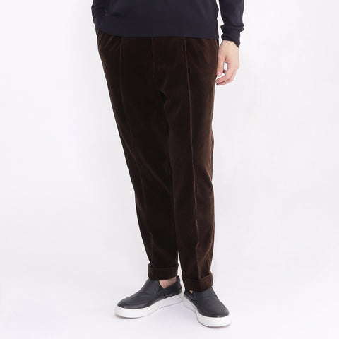 SUVIN PLATINUM Corduroy Easy Trousers Color: Brown