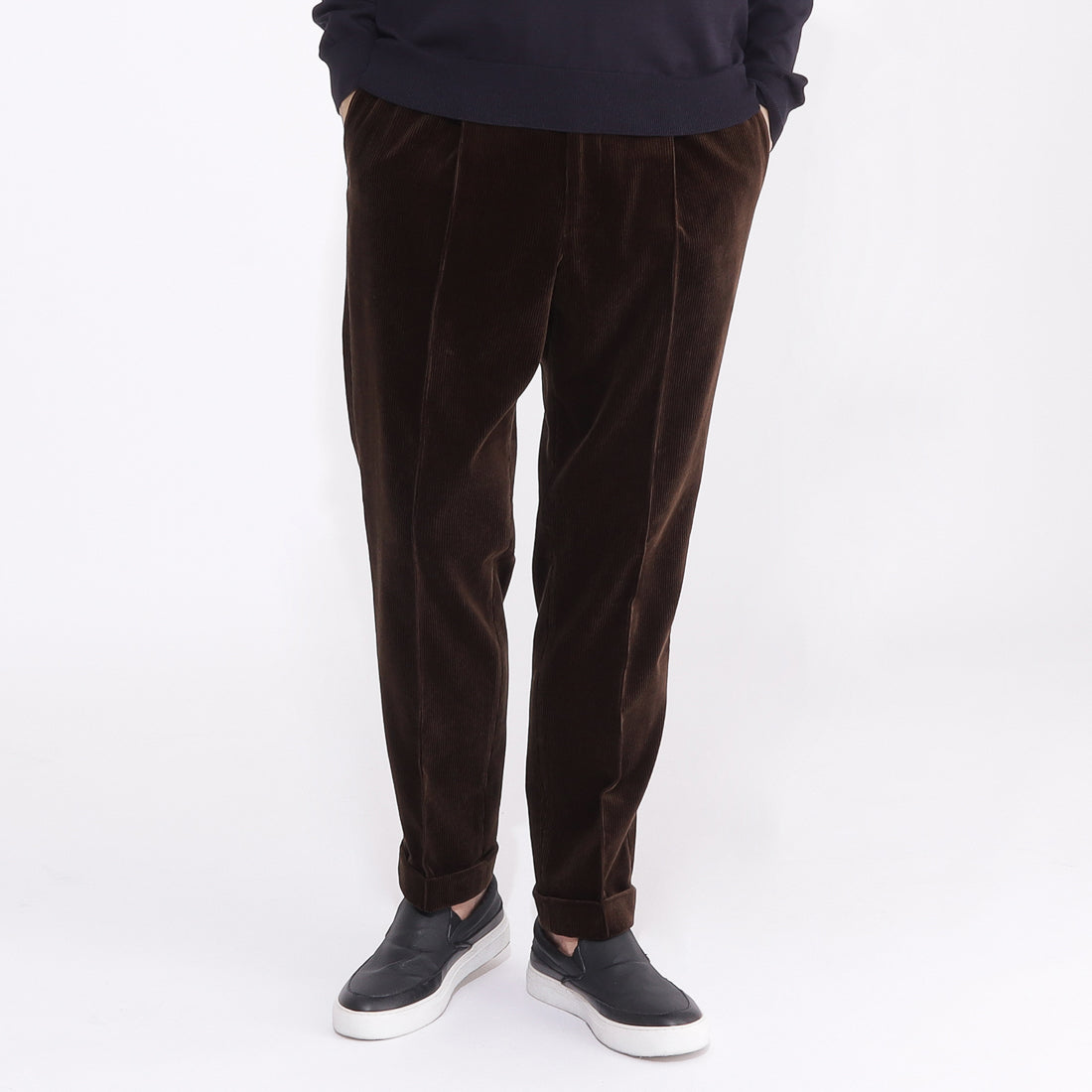 SUVIN PLATINUM Corduroy Easy Trousers Color: Brown