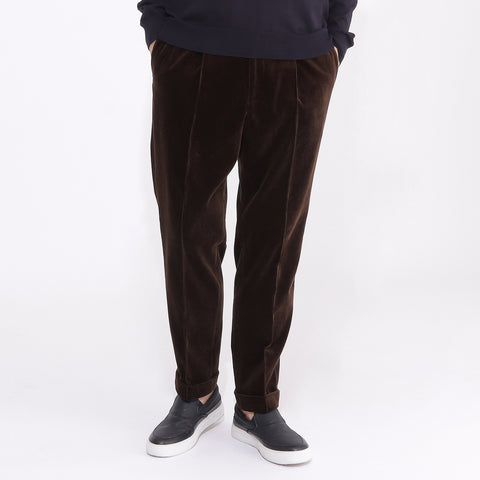 SUVIN PLATINUM Corduroy Easy Trousers Color: Brown