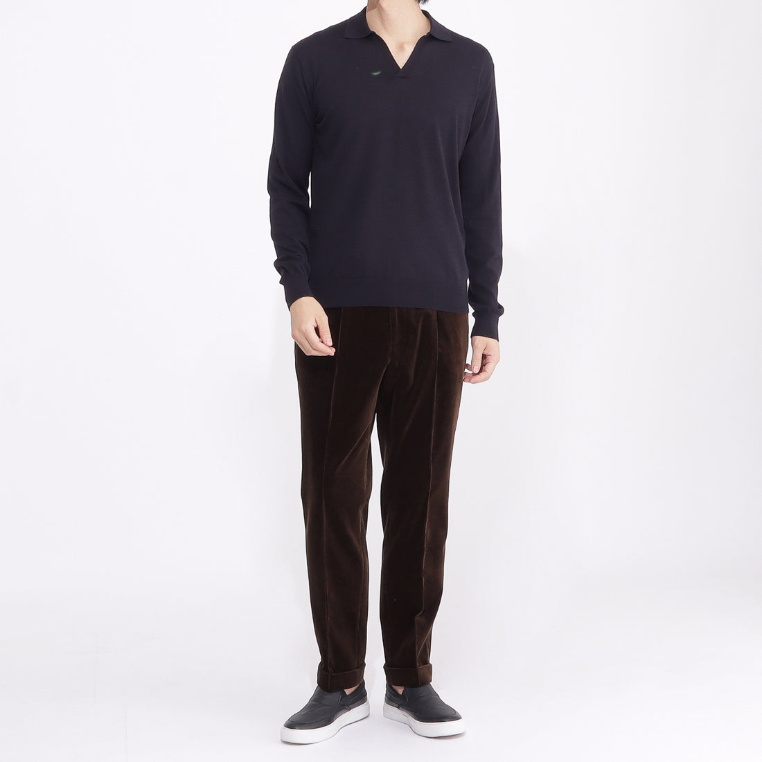 SUVIN PLATINUM Corduroy Easy Trousers Color: Brown