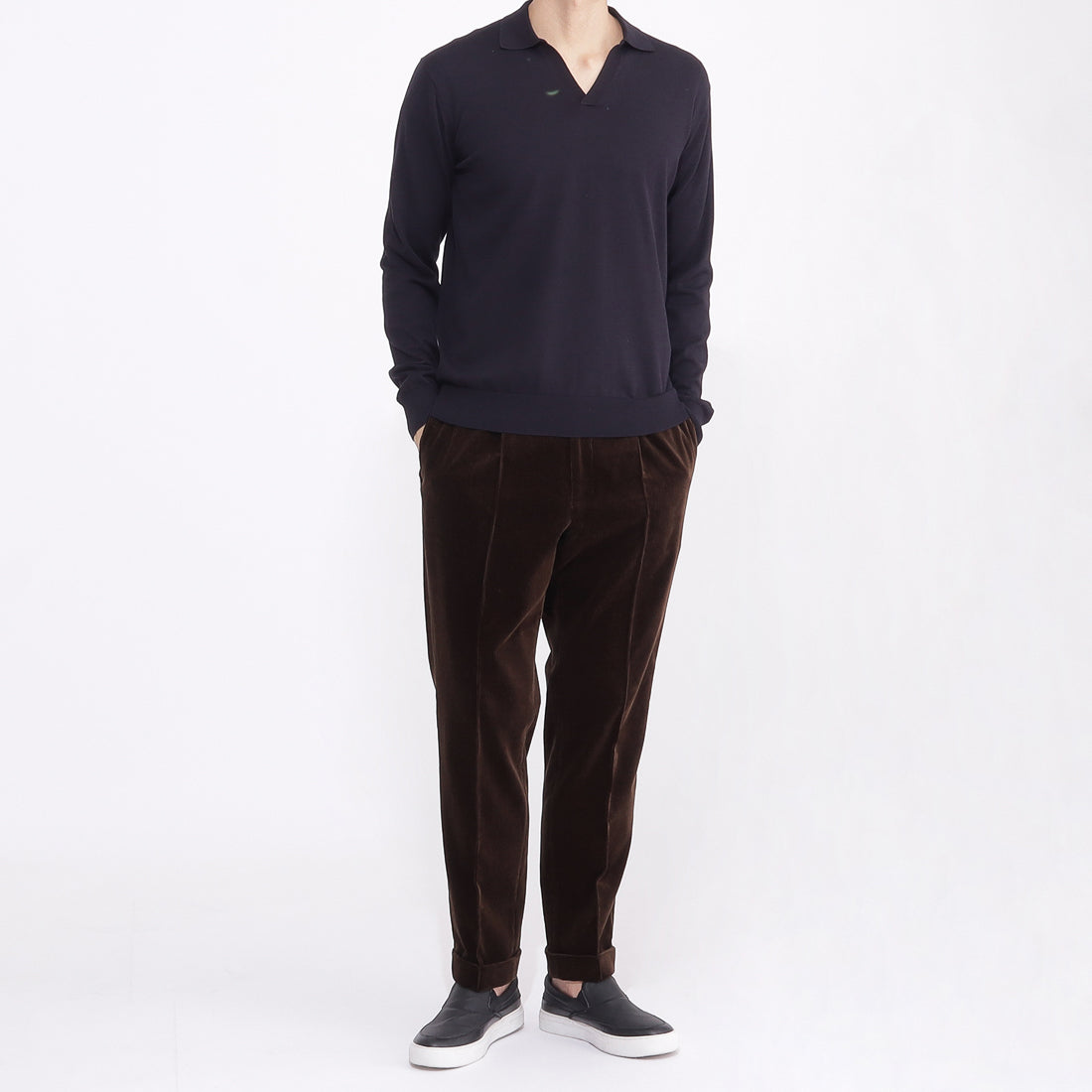 SUVIN PLATINUM Corduroy Easy Trousers Color: Brown