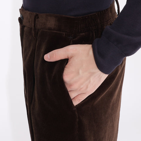 SUVIN PLATINUM Corduroy Easy Trousers Color: Brown