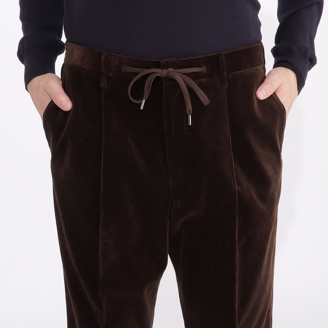 SUVIN PLATINUM Corduroy Easy Trousers Color: Brown