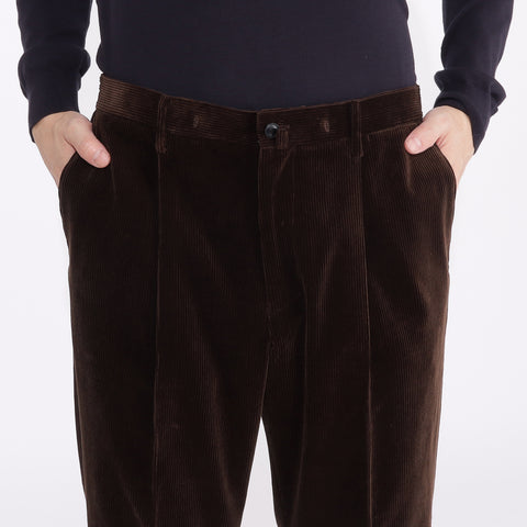 SUVIN PLATINUM Corduroy Easy Trousers Color: Brown