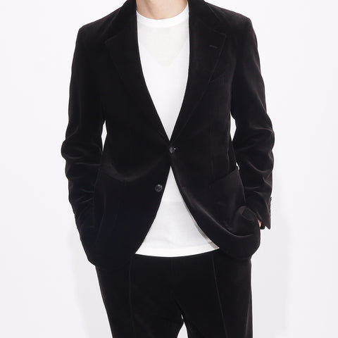 SUVIN PLATINUM Corduroy Tailored Jacket Color: Black