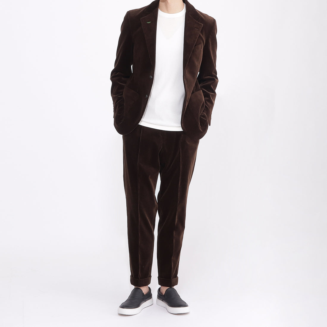 SUVIN PLATINUM Corduroy Tailored Jacket Color: Brown