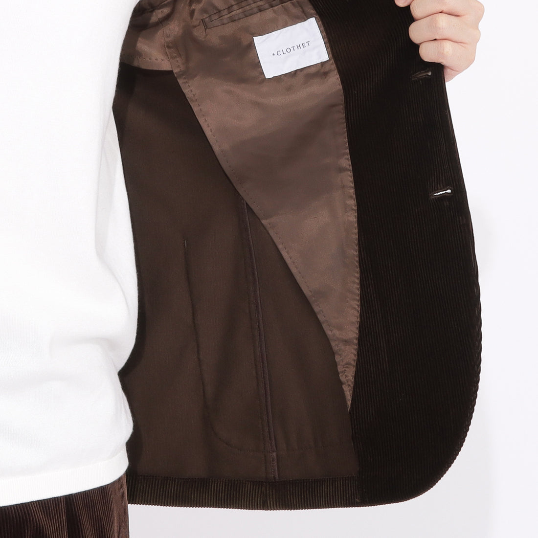 SUVIN PLATINUM Corduroy Tailored Jacket Color: Brown