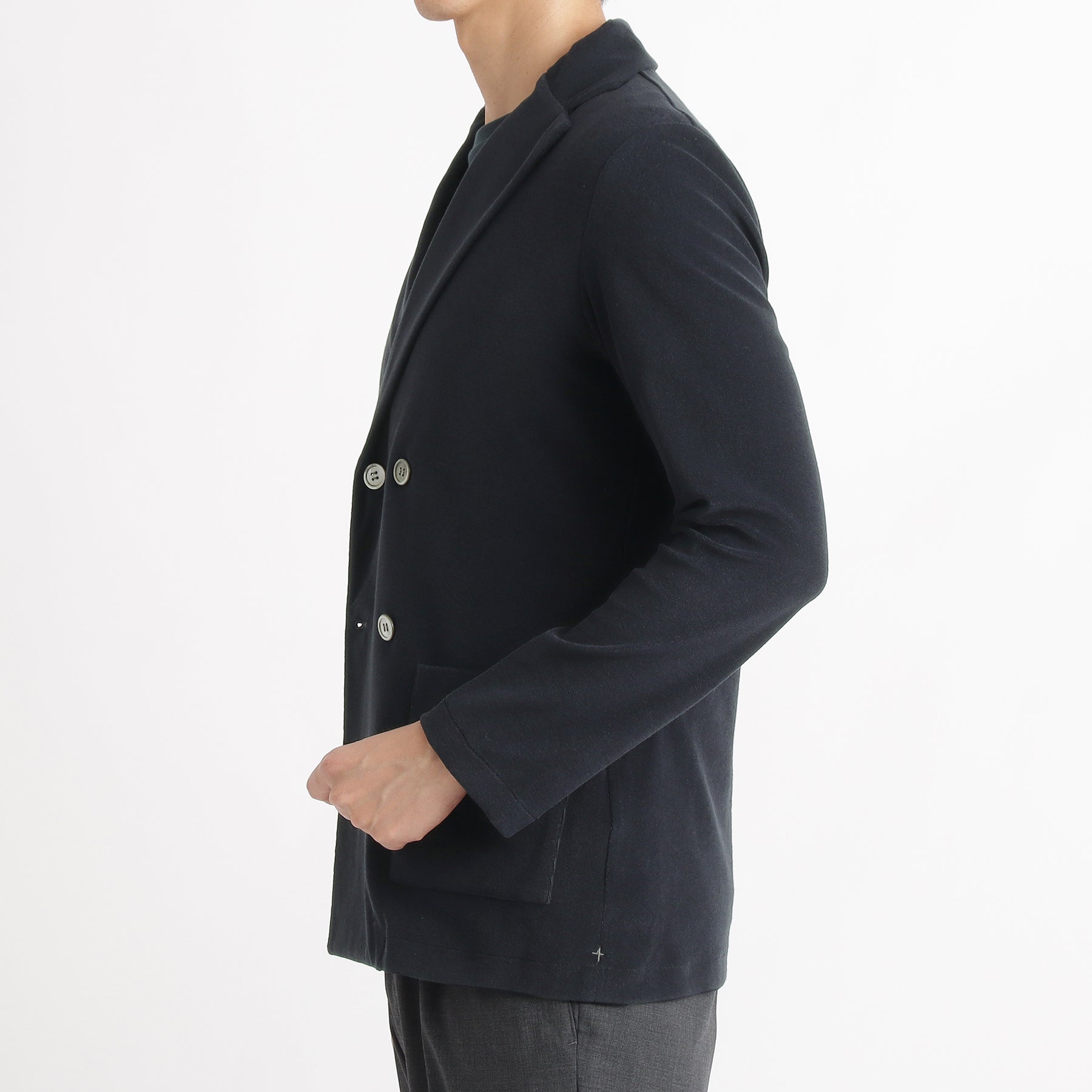 Micro Pile  Cardigan Double Jacket Color: Navy