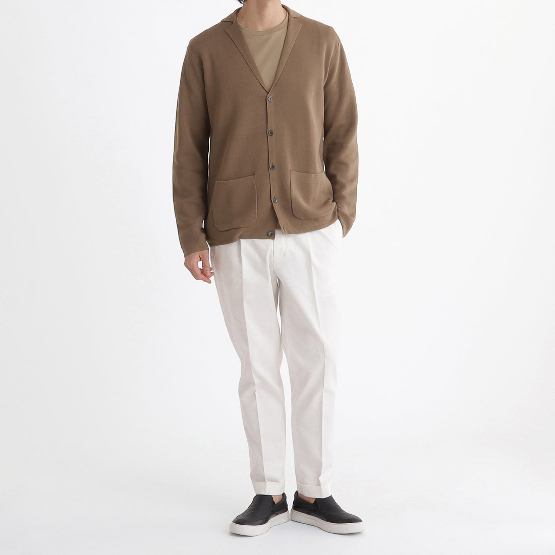 スビンプラチナム&シルク カーディガンニットジャケット モカ スビンプラチナム&シルク カーディガンニットジャケット モカ