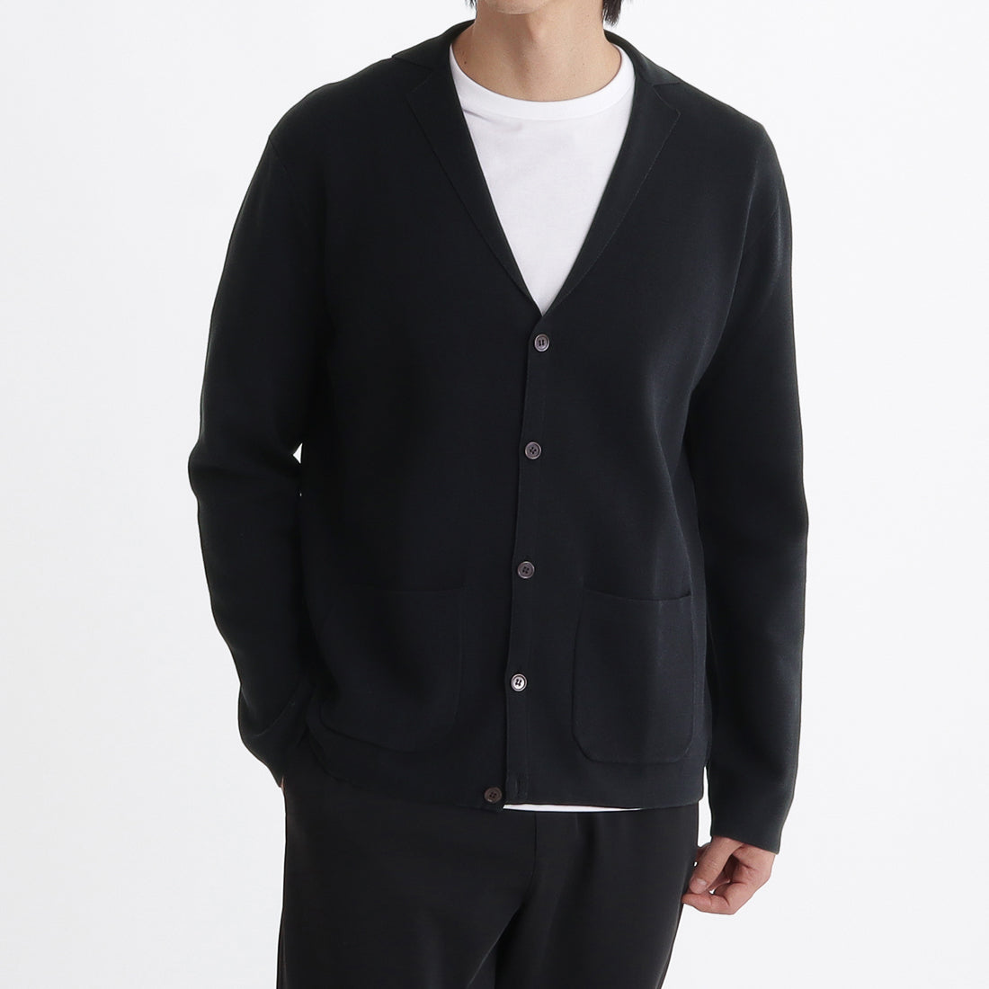 美品✨クロスクローゼット　スビンプラチナムニットジャケット　L ネイビー　洗える スビンプラチナム&シルク カーディガンニットジャケット ネイビー