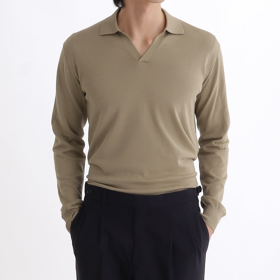 スビンプラチナム ロングスリーブスキッパーニット モカ | ＋CLOTHET