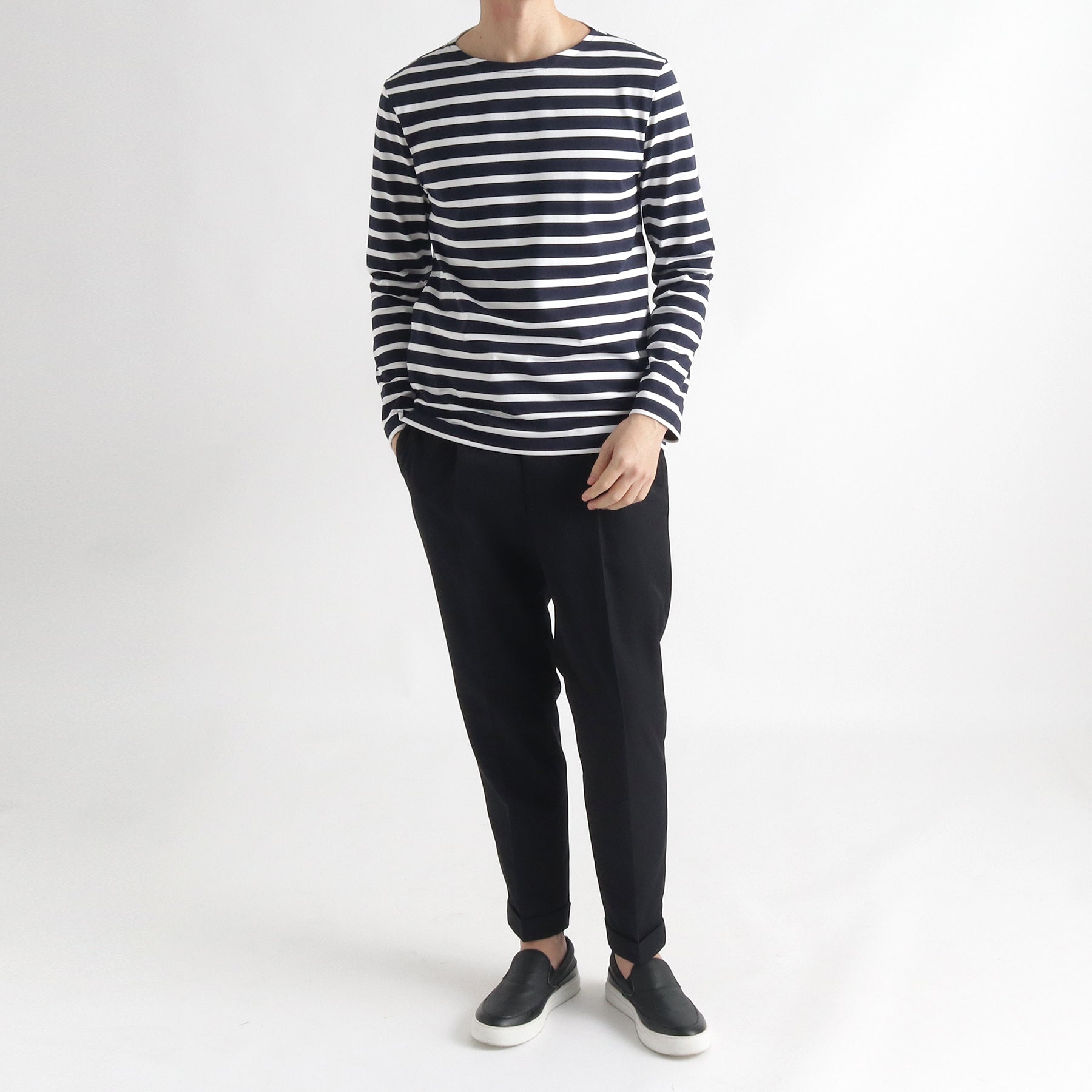 AUBERGEバスクシャツ (WHITE×NAVY / size40) AUBERGEバスクシャツ