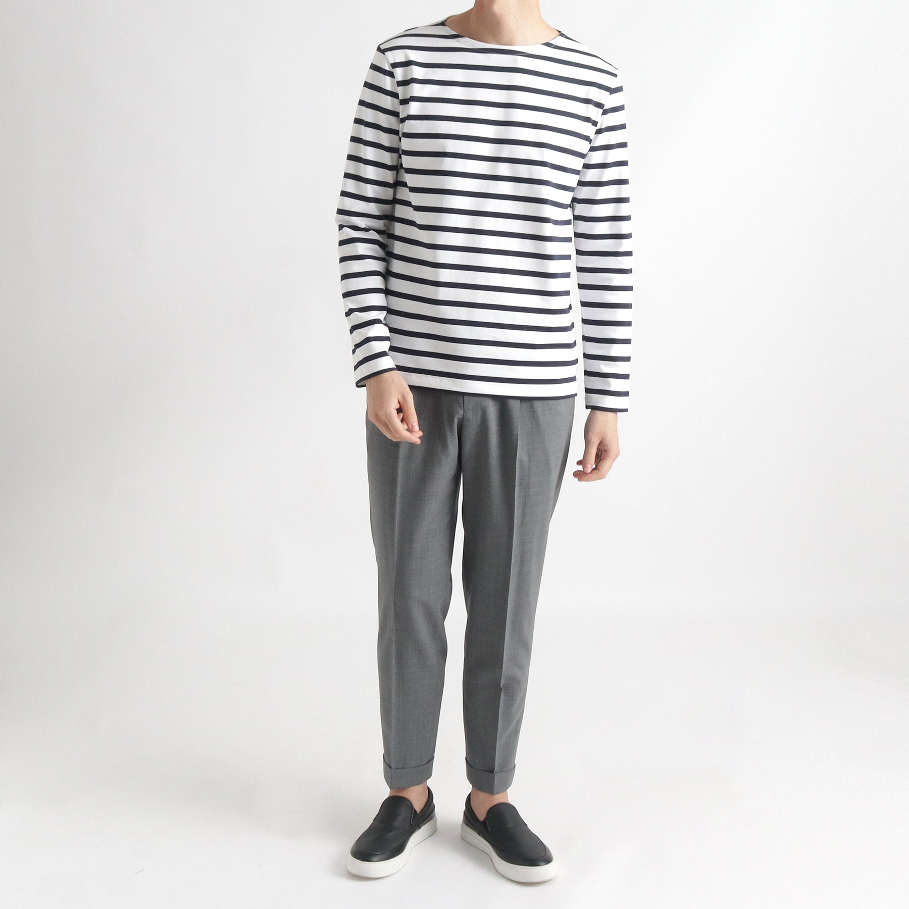 AUBERGEバスクシャツ　(WHITE×NAVY / size40) AUBERGEバスクシャツ (WHITE×NAVY / size40)