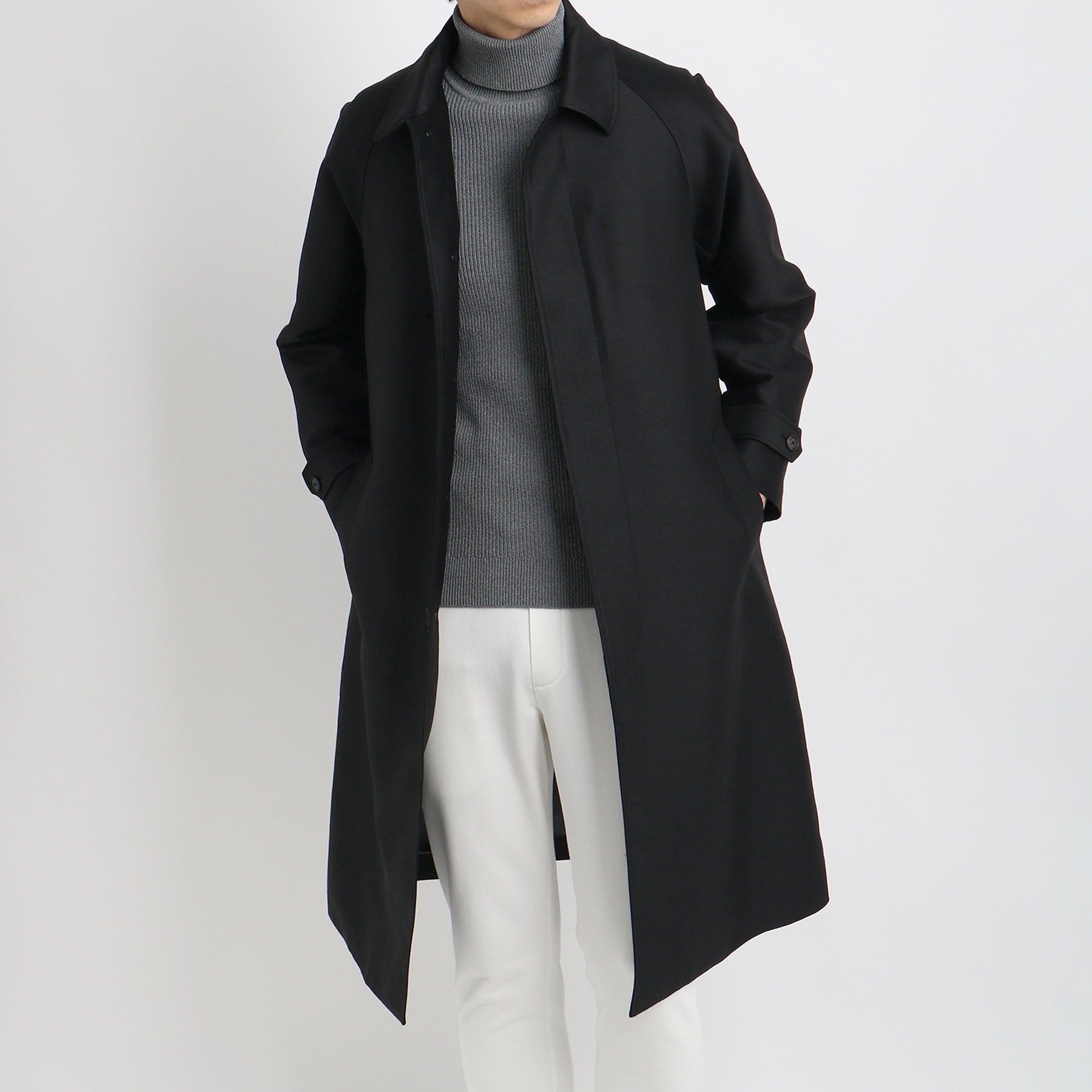 Silk Wool Bal Collar Coat Color: Black – ＋CLOTHET ONLINE