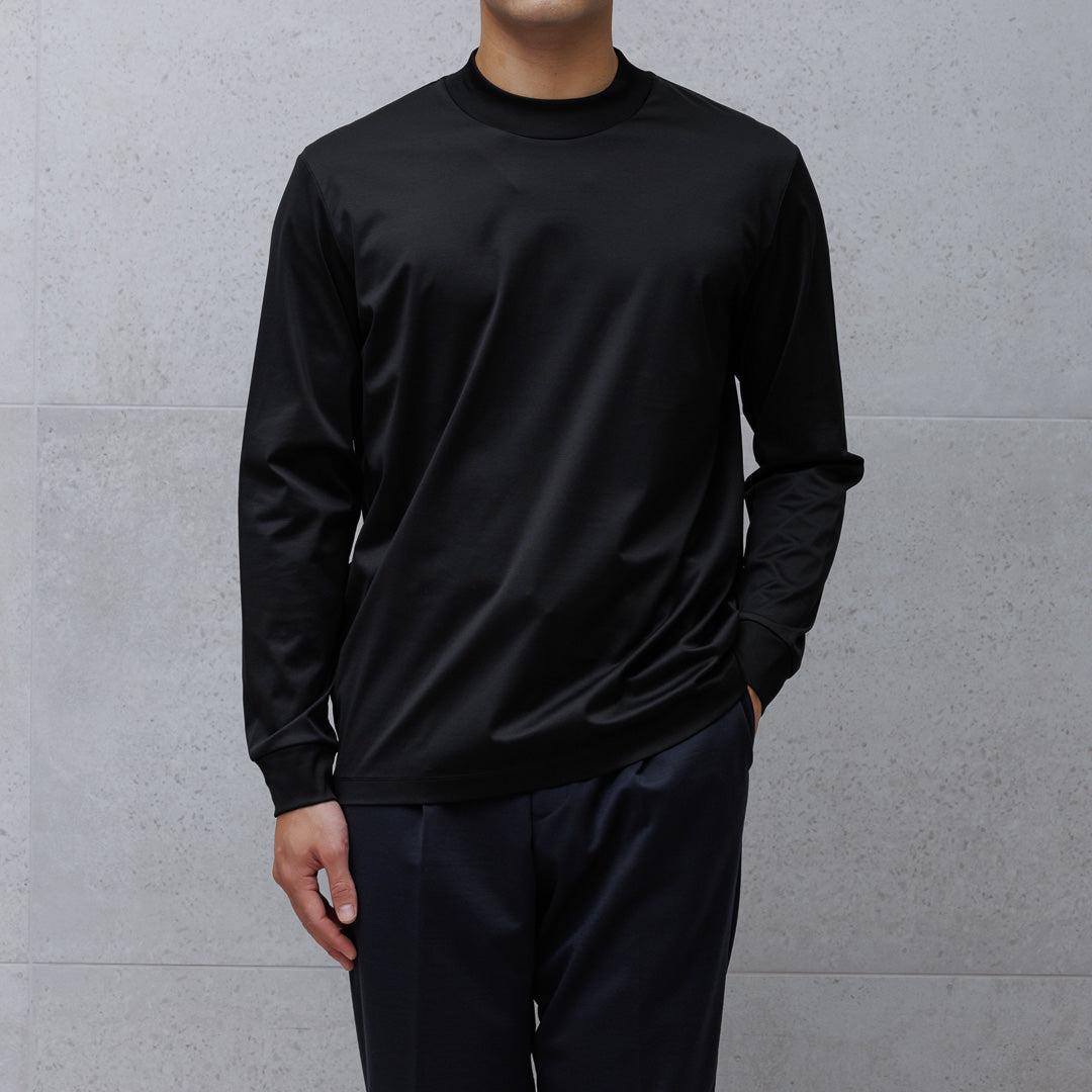 GIZA45 Mock Neck Long Sleeve Dress T-shirt Color: Black