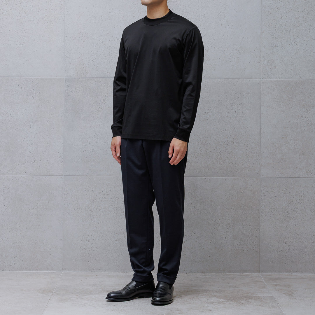 GIZA45 Mock Neck Long Sleeve Dress T-shirt Color: Black