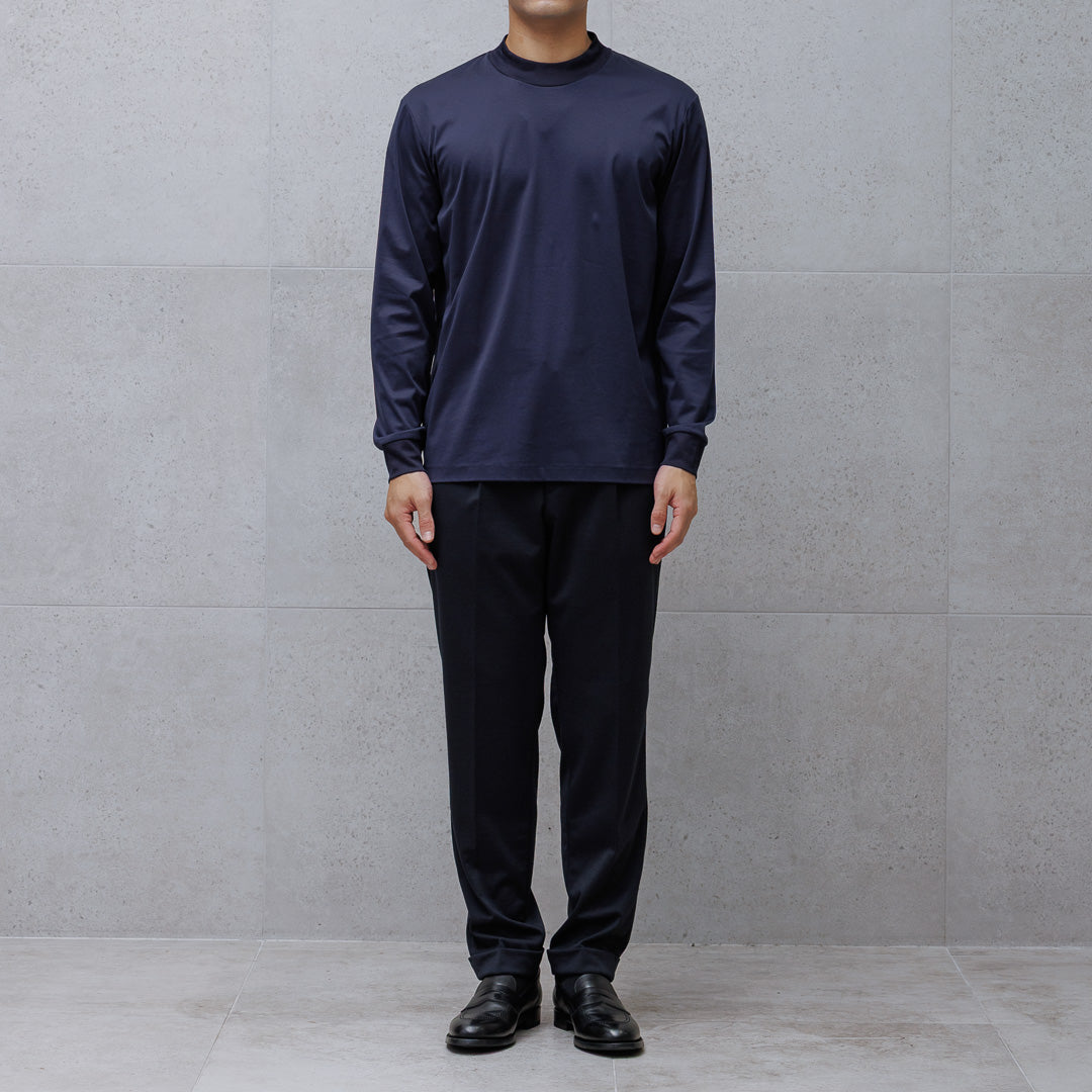 GIZA45 Mock Neck Long Sleeve Dress T-shirt Color: Navy