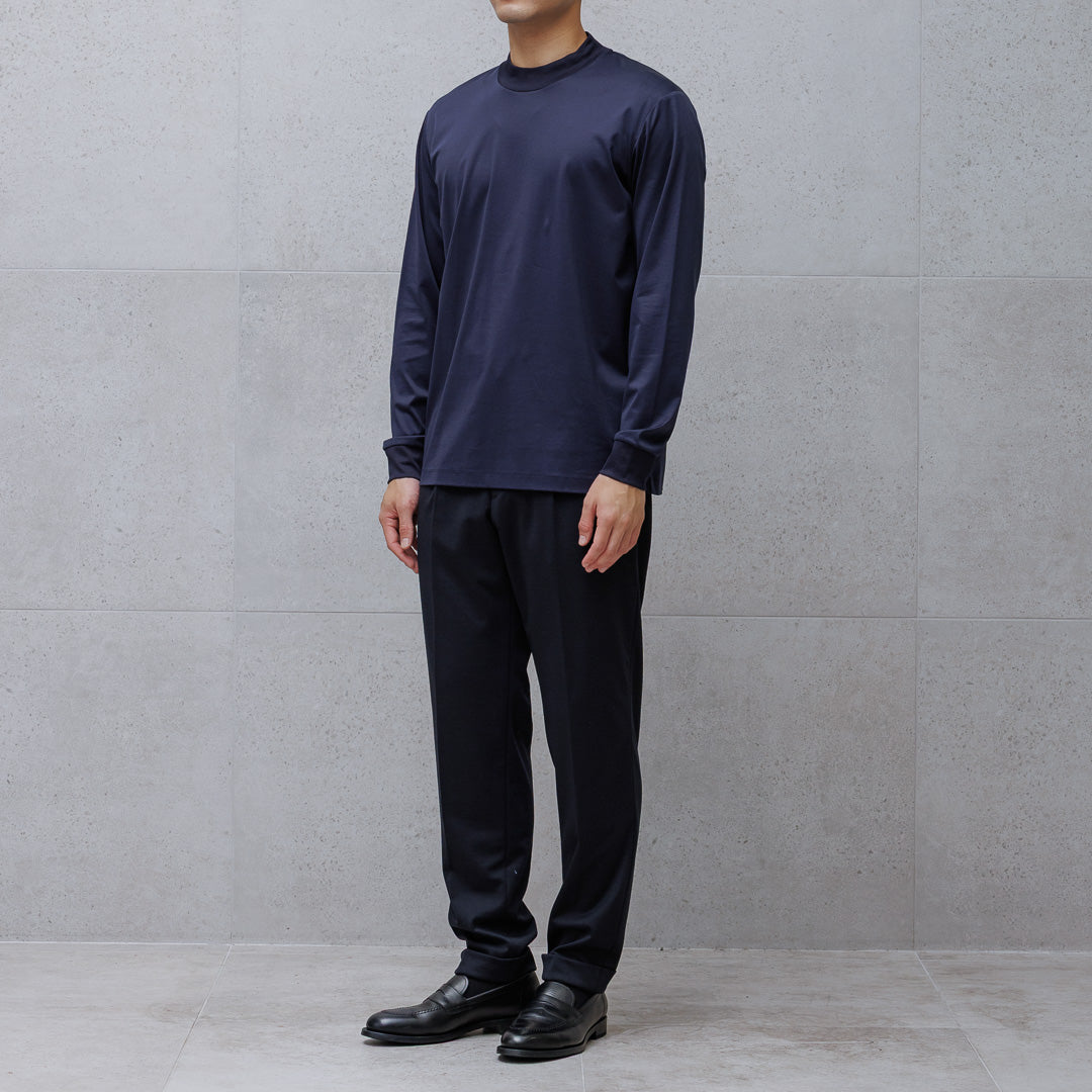 GIZA45 Mock Neck Long Sleeve Dress T-shirt Color: Navy