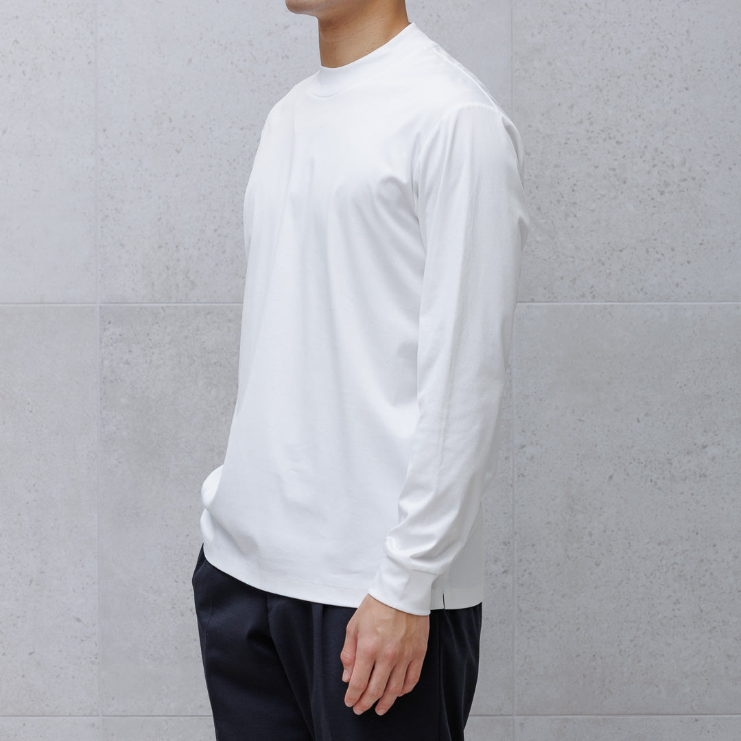 GIZA45 モックネックロングスリーブドレスTシャツ ホワイト