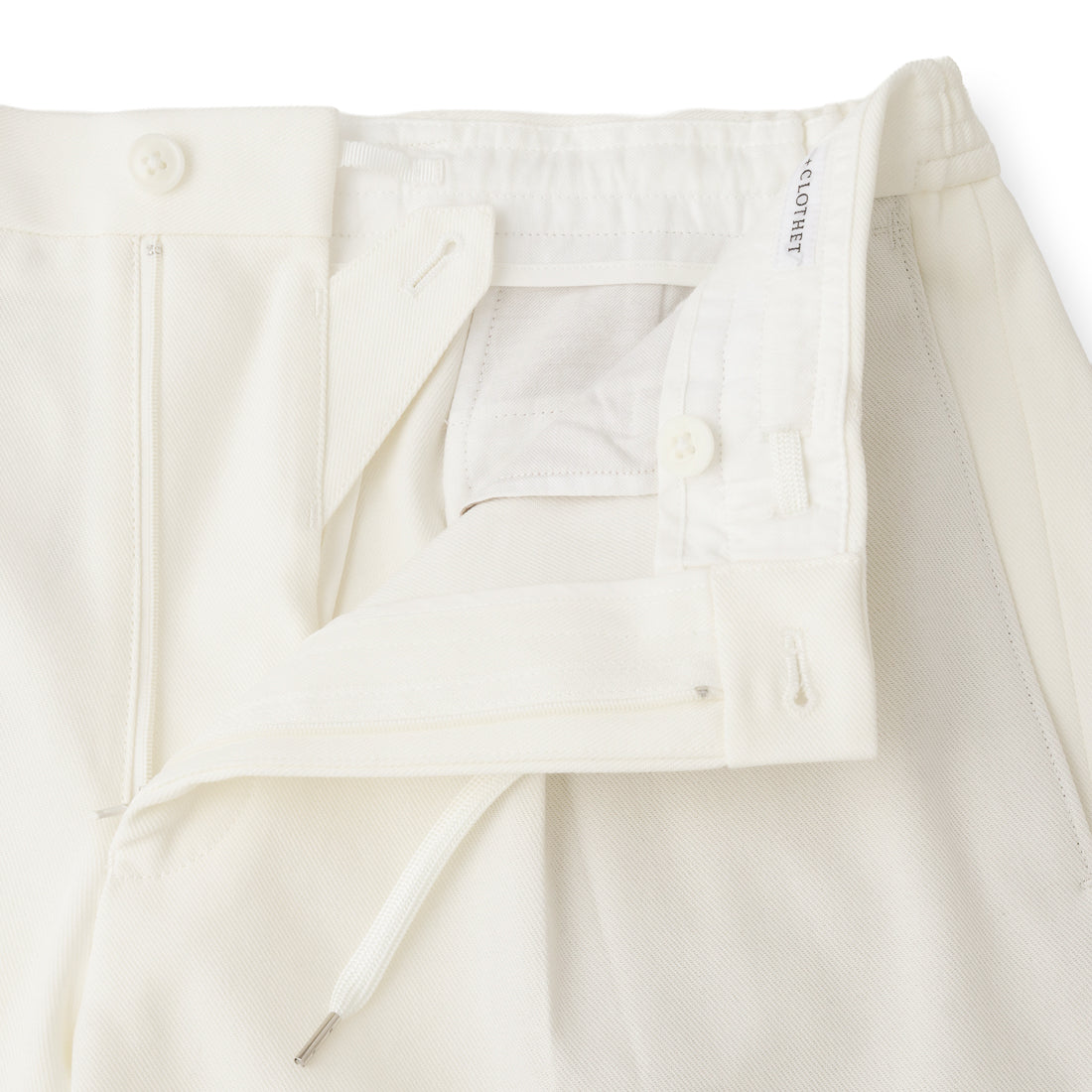 High Twist Cotton Kersey Easy Trousers Color: White