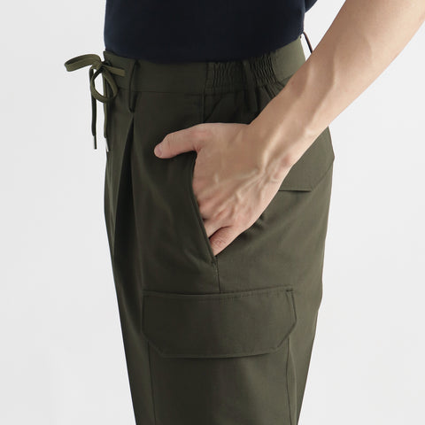 High Twist Cotton Panama Cargo Trousers Color: Olive