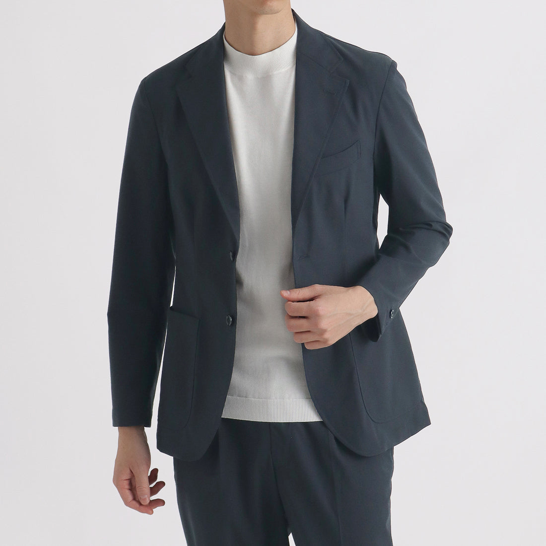 High Twist Cotton Panama Easy Jacket Color: Navy
