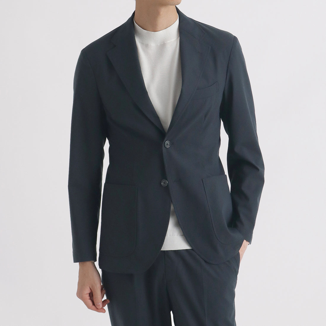 High Twist Cotton Panama Easy Jacket Color: Navy