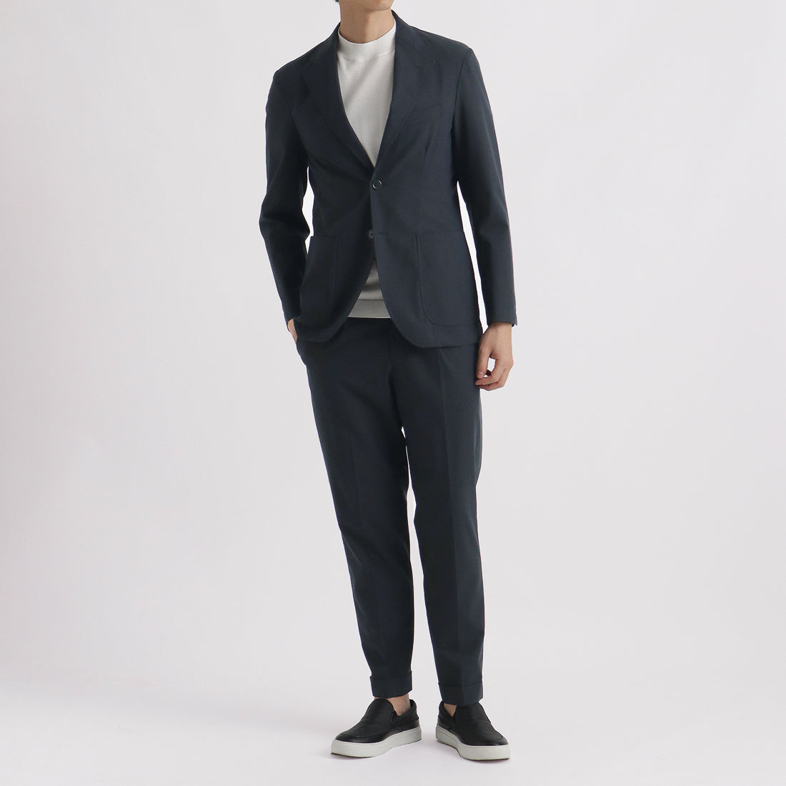 High Twist Cotton Panama Easy Jacket Color: Navy