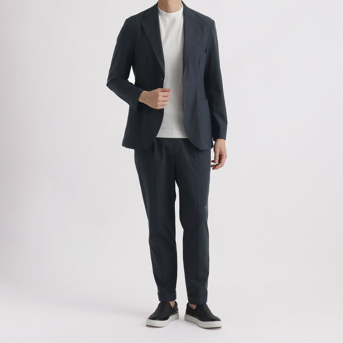 High Twist Cotton Panama Easy Jacket Color: Navy