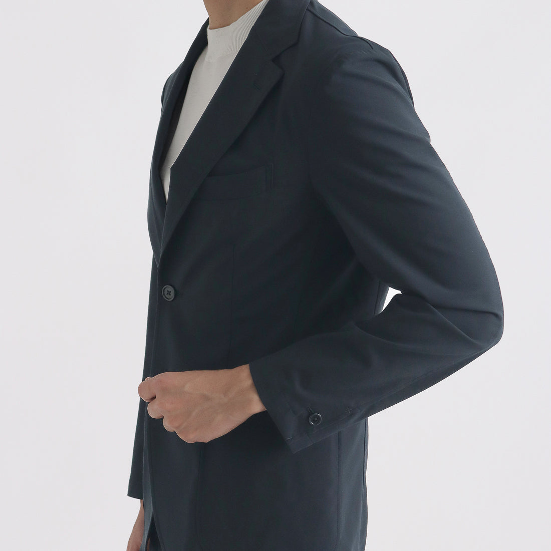 High Twist Cotton Panama Easy Jacket Color: Navy