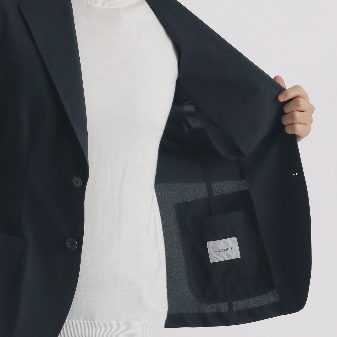 High Twist Cotton Panama Easy Jacket Color: Navy