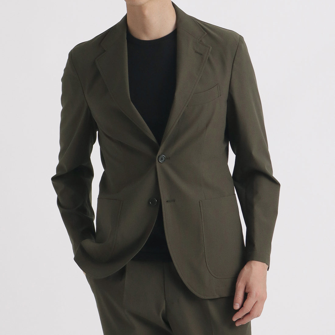 High Twist Cotton Panama Easy Jacket Color: Olive