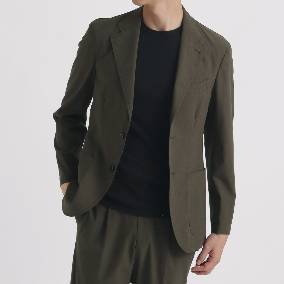 High Twist Cotton Panama Easy Jacket Color: Olive
