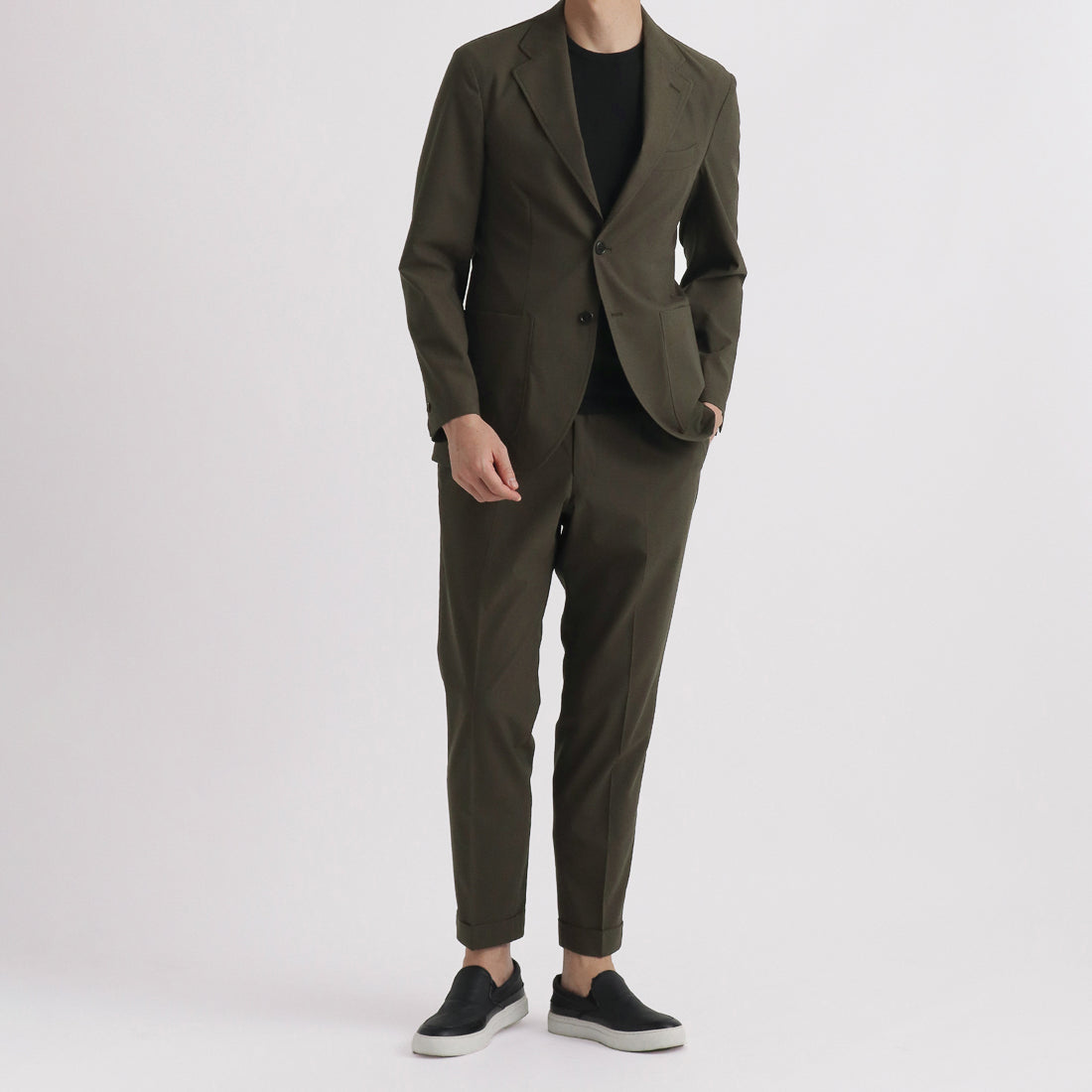 High Twist Cotton Panama Easy Jacket Color: Olive