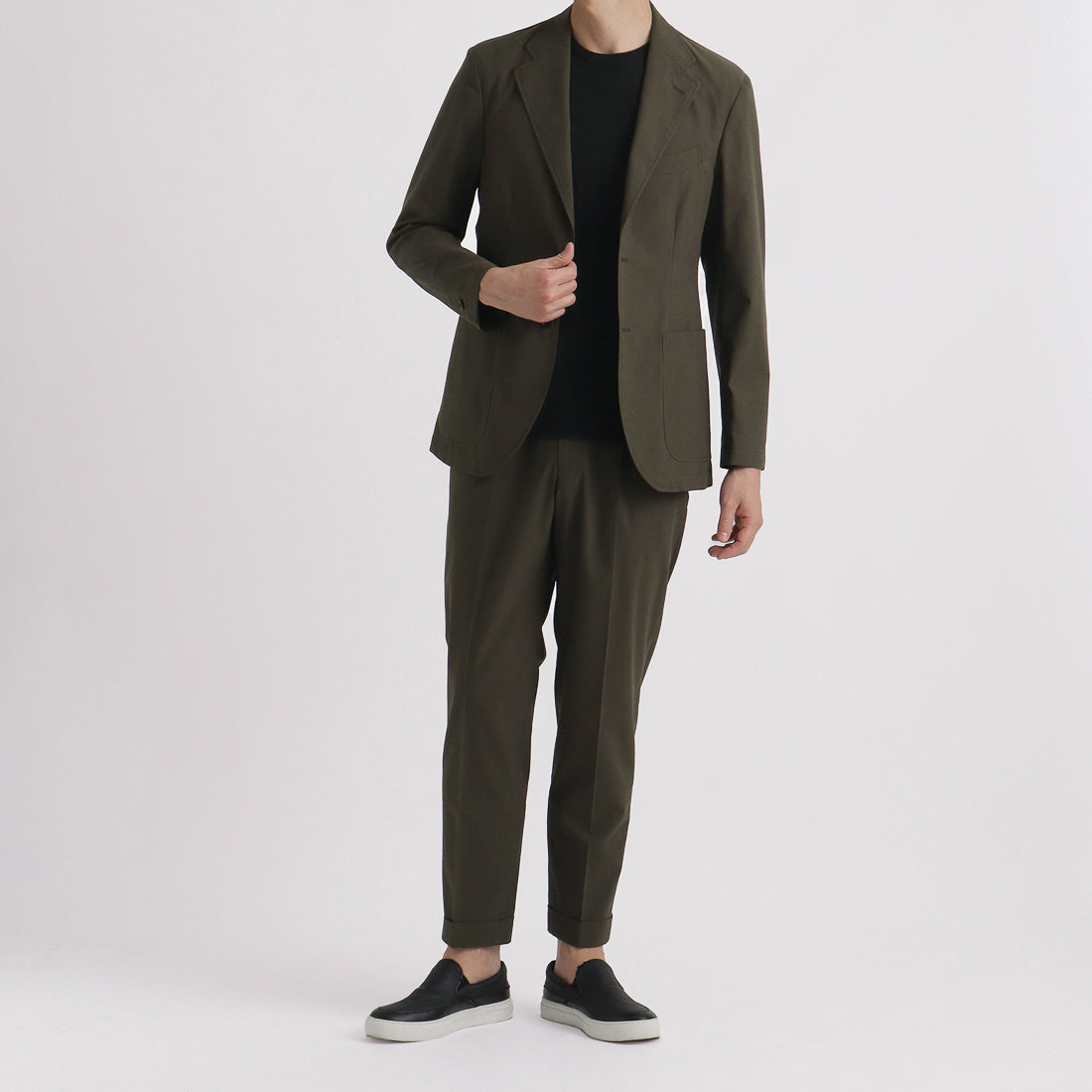 High Twist Cotton Panama Easy Jacket Color: Olive