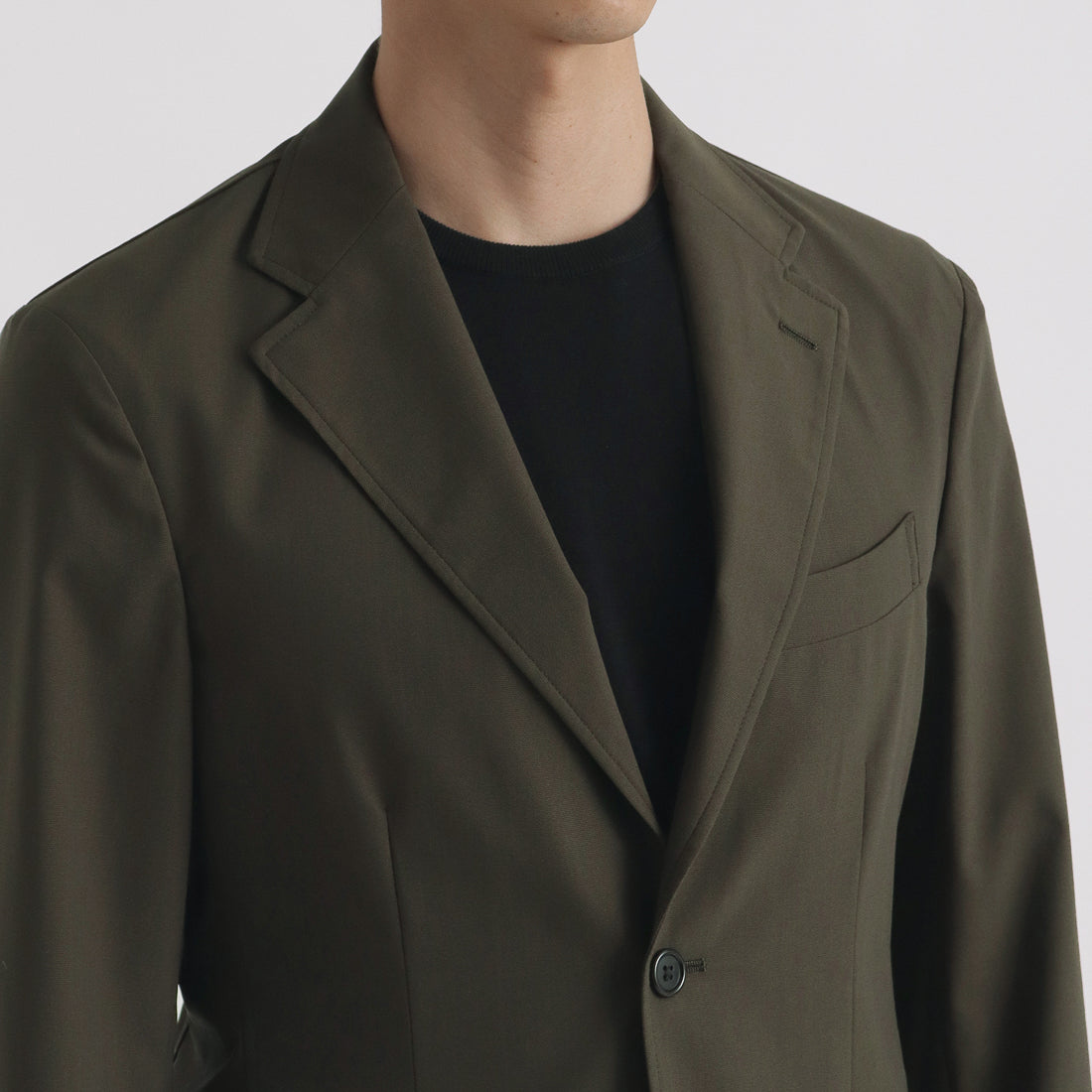 High Twist Cotton Panama Easy Jacket Color: Olive