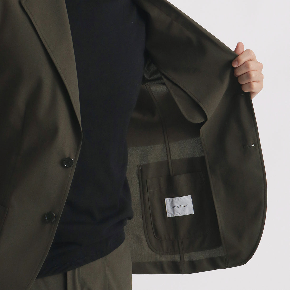High Twist Cotton Panama Easy Jacket Color: Olive