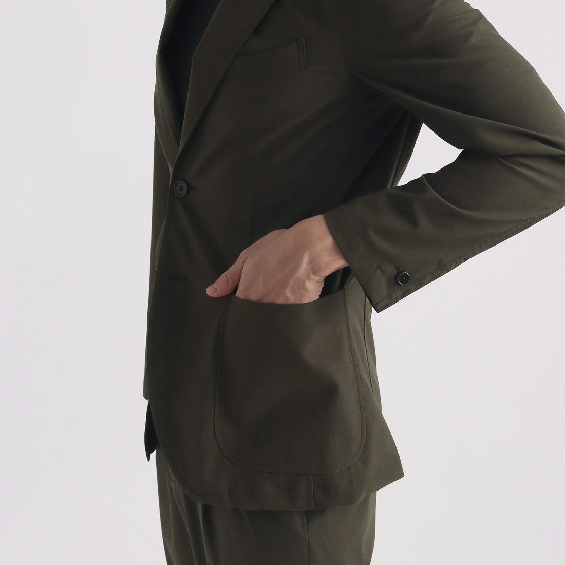 High Twist Cotton Panama Easy Jacket Color: Olive