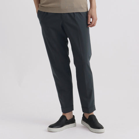 High Twist Cotton Panama Easy Trousers Color: Navy
