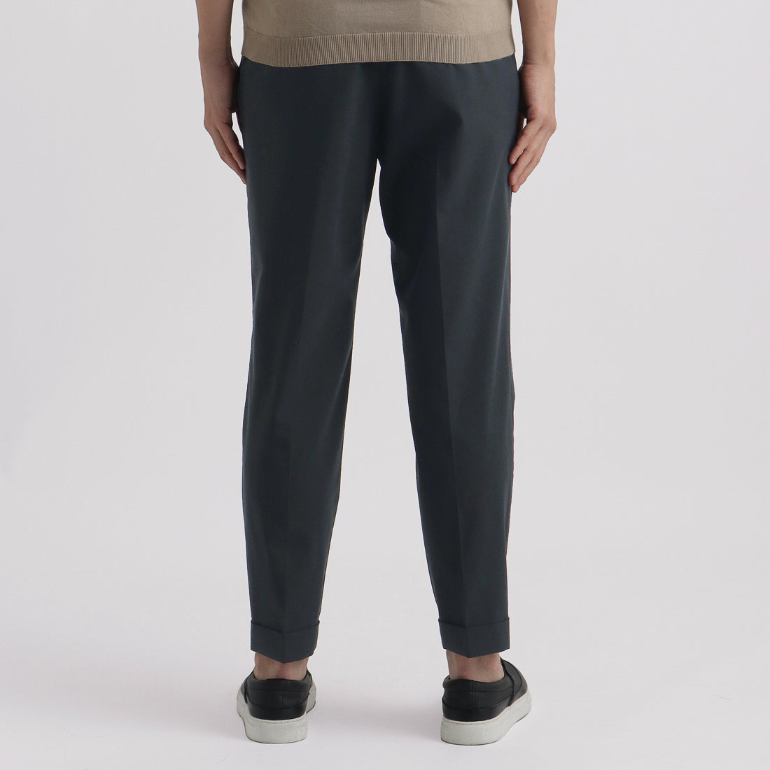 High Twist Cotton Panama Easy Trousers Color: Navy