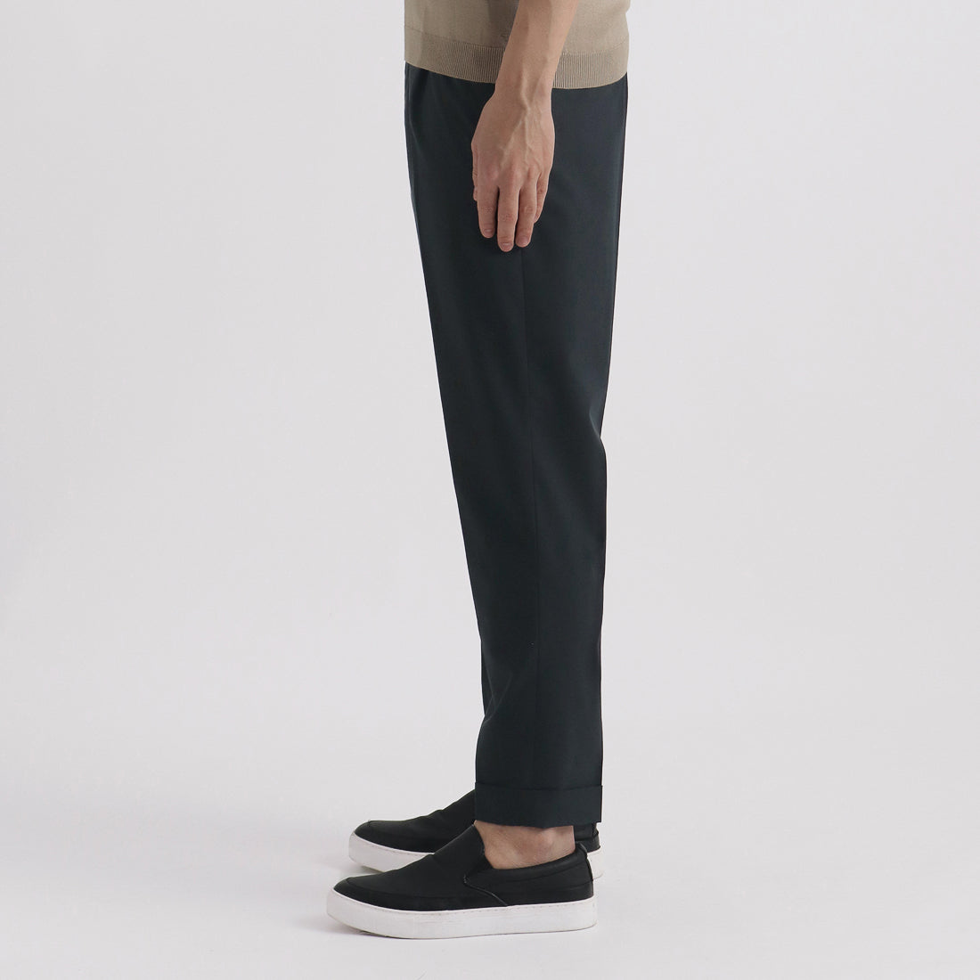 High Twist Cotton Panama Easy Trousers Color: Navy