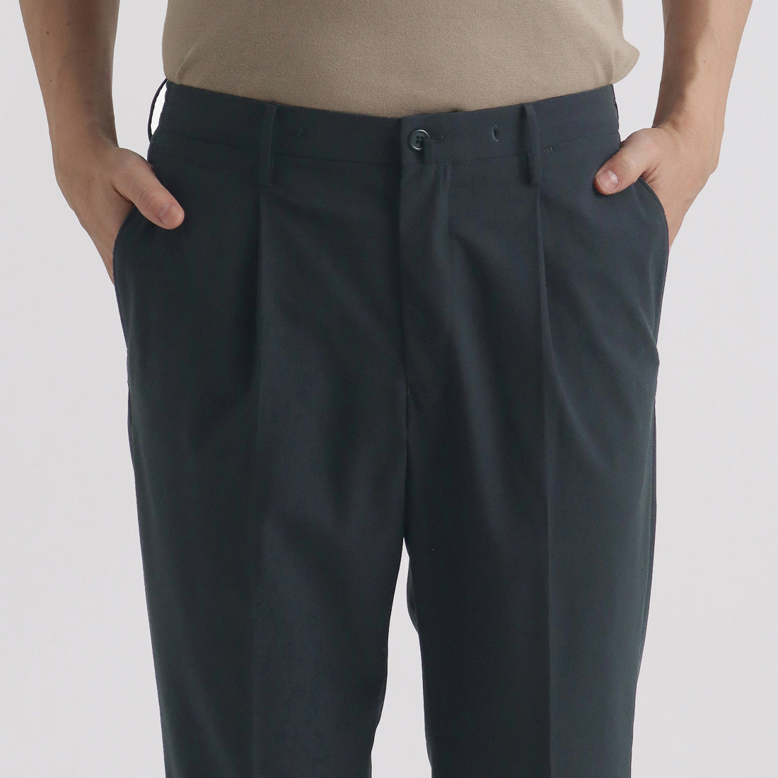 High Twist Cotton Panama Easy Trousers Color: Navy