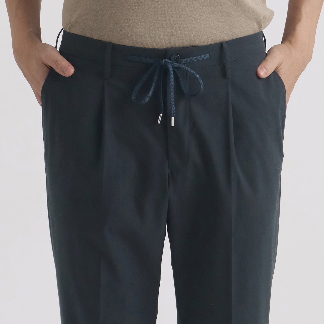 High Twist Cotton Panama Easy Trousers Color: Navy
